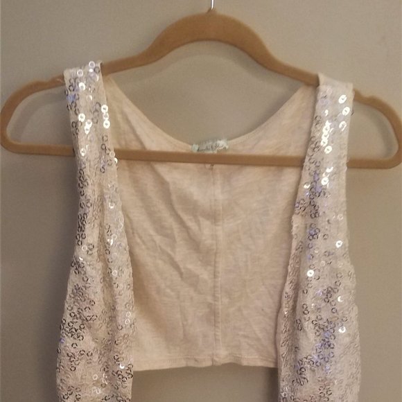 Sequin vest- Cream - Picture 1 of 4